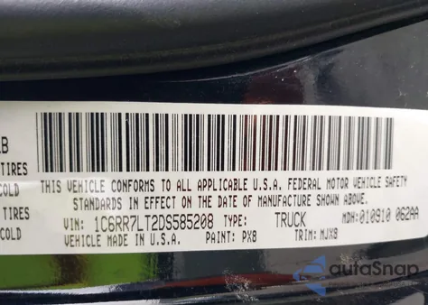 2013 Ram 1500 Outdoorsman from USA, damaged, VIN 1C6RR7LT2DS585208